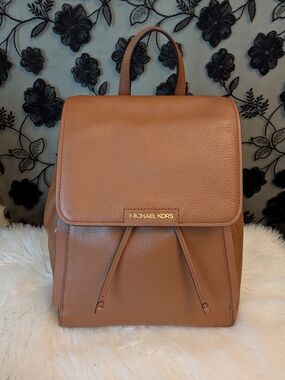 Michael Kors Brown Leather Backpack — Gold Hardware